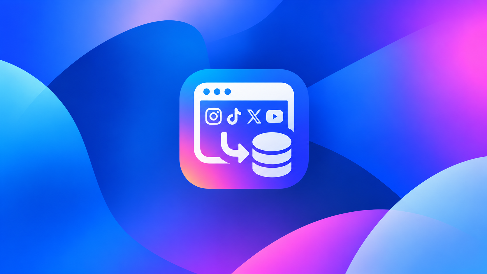 Instagram logo with a profile card and analytics chart on a neon gradient
