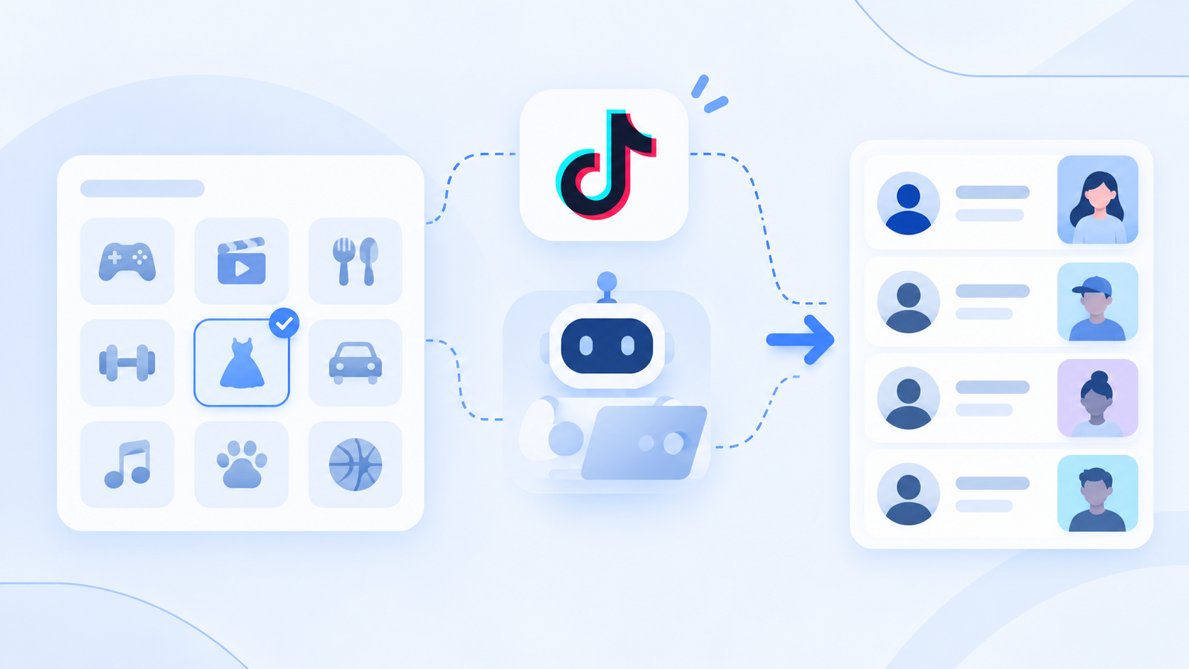 Illustration of selecting a TikTok category and exporting creator profiles